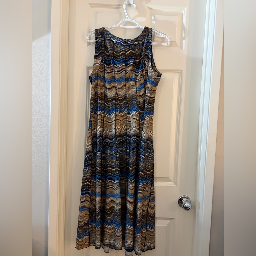Voir Voir Blue and Brown Patterned Maxi Dress